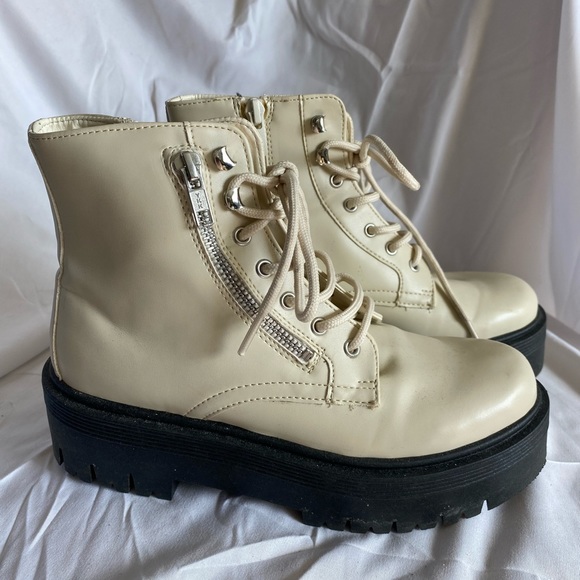 Cream Topshop Platform Combat Boots - EU 37 - Made in Italy - Picture 2 of 5